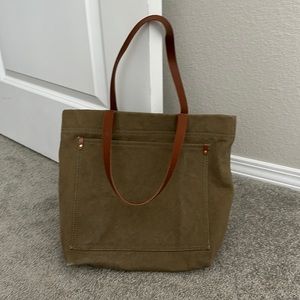 Madewell Medium Transport Tote Olive Green Fabric